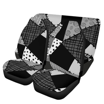 Black and White Spooky Christmas Patchwork on Car Seat Cover Set