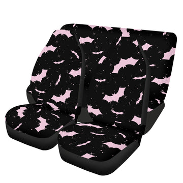 Pink Pastel Bats on Black Car Seat Cover Set