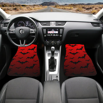 Black Bats on Gradient Red Car Floor Mats