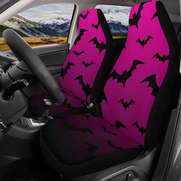 Black Bats on Pink Gradient Car Seat Cover Set