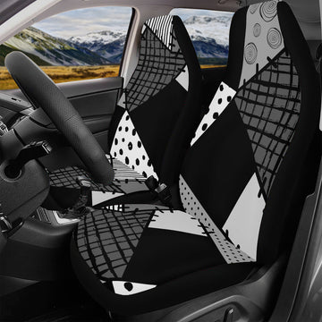 Black and White Spooky Christmas Patchwork on Car Seat Cover Set