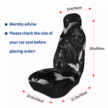 Grey Bats on Black Car Seat Covers with Back Side Printed