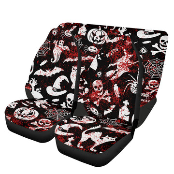 Bloody Halloween Print on Black Car Seat Cover Set