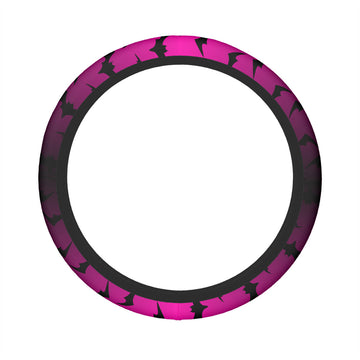 Black Bats on Pink Gradient  Elastic Steering Wheel Cover