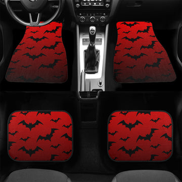 Black Bats on Gradient Red Car Floor Mats