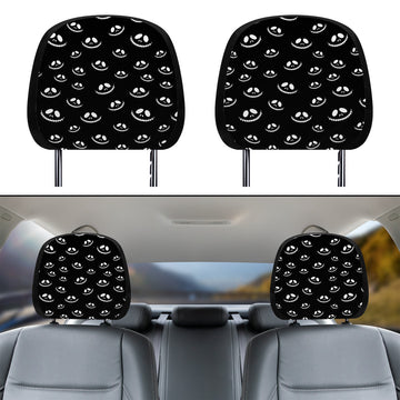 Scary Smiles on Black Car Headrest Covers