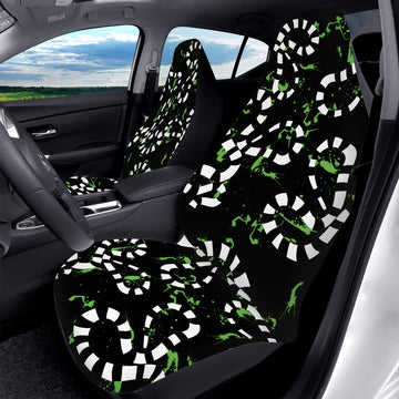 Sandworms and Green Splattered on Black Car Seat Covers