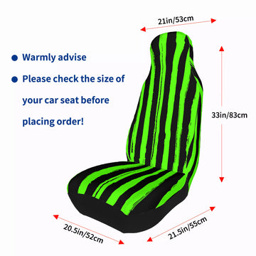 Black And Neon Green Grunge Stripes on Car Seat Covers with Back Side Printed