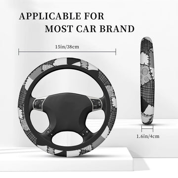 Black and White Gothic Christmas Elastic Steering Wheel Cover