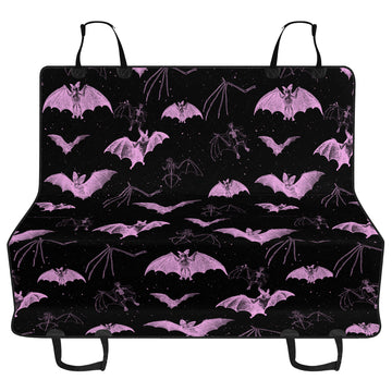 Pastel Pink Bats on Black Car Pet Seat Covers