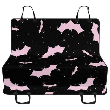 Light Pink Bats on Black Car Pet Seat Covers