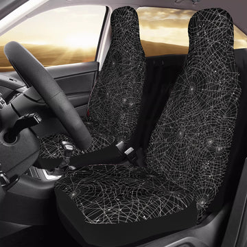 Spiderwebs on Black Car Seat Covers with Back Side Printed