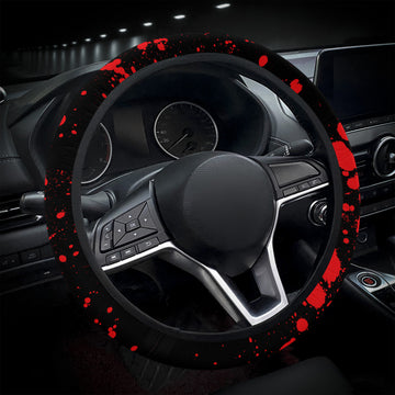 Blood Splattered Black Car Steering Wheel Cover