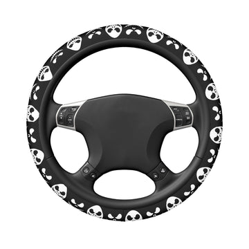 Jack the Skeleton Heads on Black Elastic Steering Wheel Cover