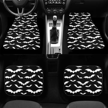 White Bats on Black Car Floor Mats