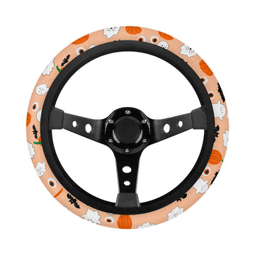 Halloween Party Aesthetic Pastel Orange Car Steering Wheel Covers