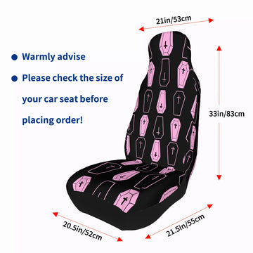 Pastel Pink Coffins on Black Car Seat Covers with Back Side Printed