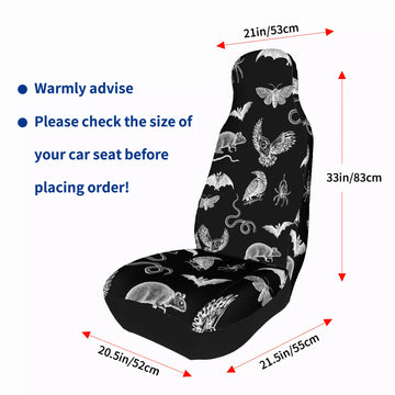 Dark Cottagecore Familiars on Black Car Seat Covers with Back Side Printed