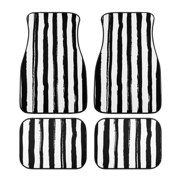 Grunge Black and White Stripes on Car Floor Mats