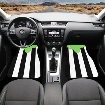 Black and White Stripes With Green Slime on Car Floor Mats