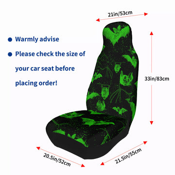 Green Bats on Black Car Seat Covers with Back Side Printed