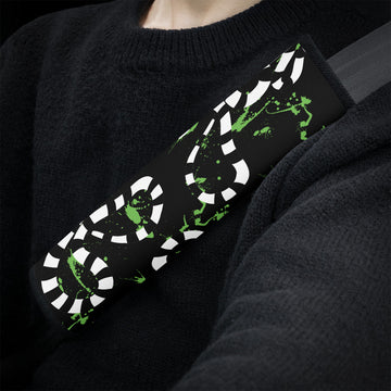 Sandworms With Green Splashes on Black Car Seat Belt Covers