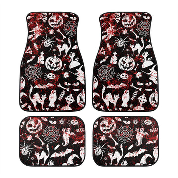 Bloody Halloween Print on Black Car Floor Mats