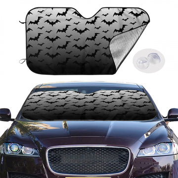 Black Bats on Grey Gradient Car Windshield Sunshade