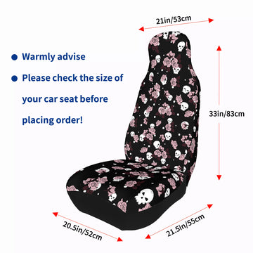 Skulls and Pink Roses on Black Car Seat Covers with Back Side Printed