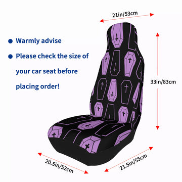 Purple Coffins on Black Car Seat Covers with Back Side Printed