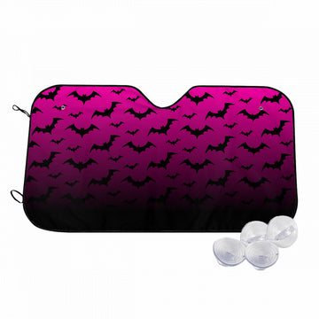 Black Bats on Pink Gradient Car Windshield Sunshade