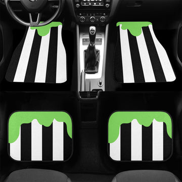 Black and White Stripes With Green Slime on Car Floor Mats