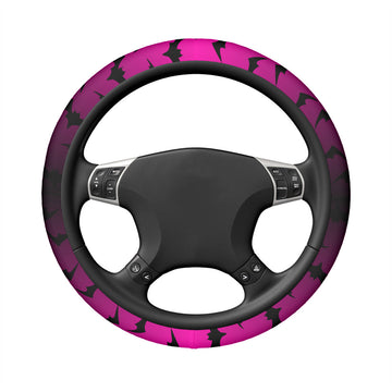 Black Bats on Pink Gradient  Elastic Steering Wheel Cover