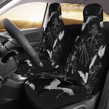 Grey Bats on Black Car Seat Covers with Back Side Printed