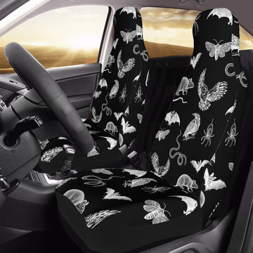 Dark Cottagecore Familiars on Black Car Seat Covers with Back Side Printed