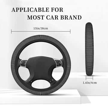 Fine Grunge Stripes on Black Elastic Steering Wheel Cover