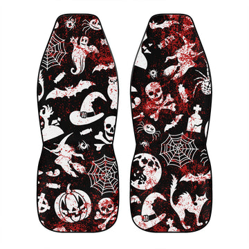 Bloody Halloween Print on Black Car Seat Cover Set