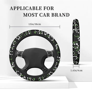 Sandworms and Green Splash on Black Elastic Steering Wheel Cover