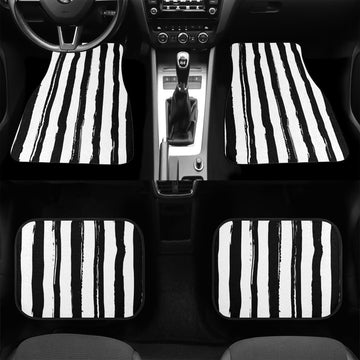 Grunge Black and White Stripes on Car Floor Mats